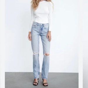 Zara Ripped Straight Leg Jean